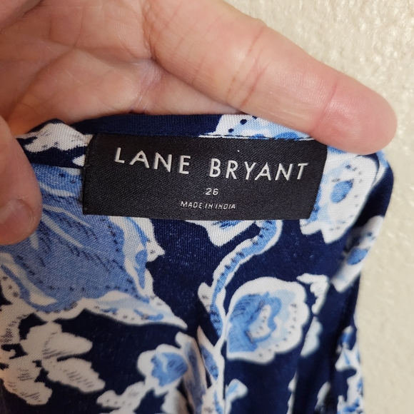 Lane Bryant Blue Floral Babydoll Boho Short Sleeve Blouse Top Size 26 - Picture 5 of 10